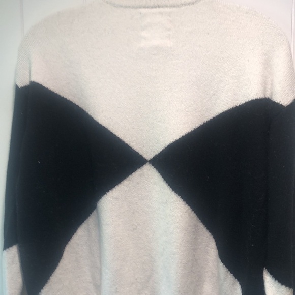 Avec Les Filles black and white block sweater harlequin cotton and wool L - Picture 5 of 8